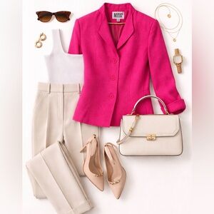 Vintage 80’s Pink blazer Morgan Miller shoulder pads 1980’s career wear large